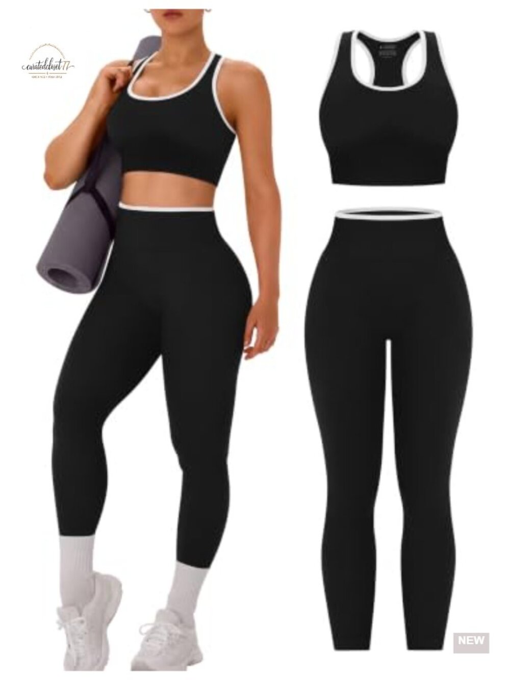 2 Piece Workout Set Racerback Sports Bra High Waist Leggings